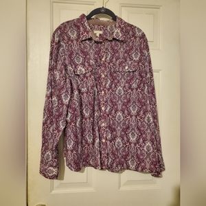 Talbots Purple Paisley Button Down Sz XL EUC